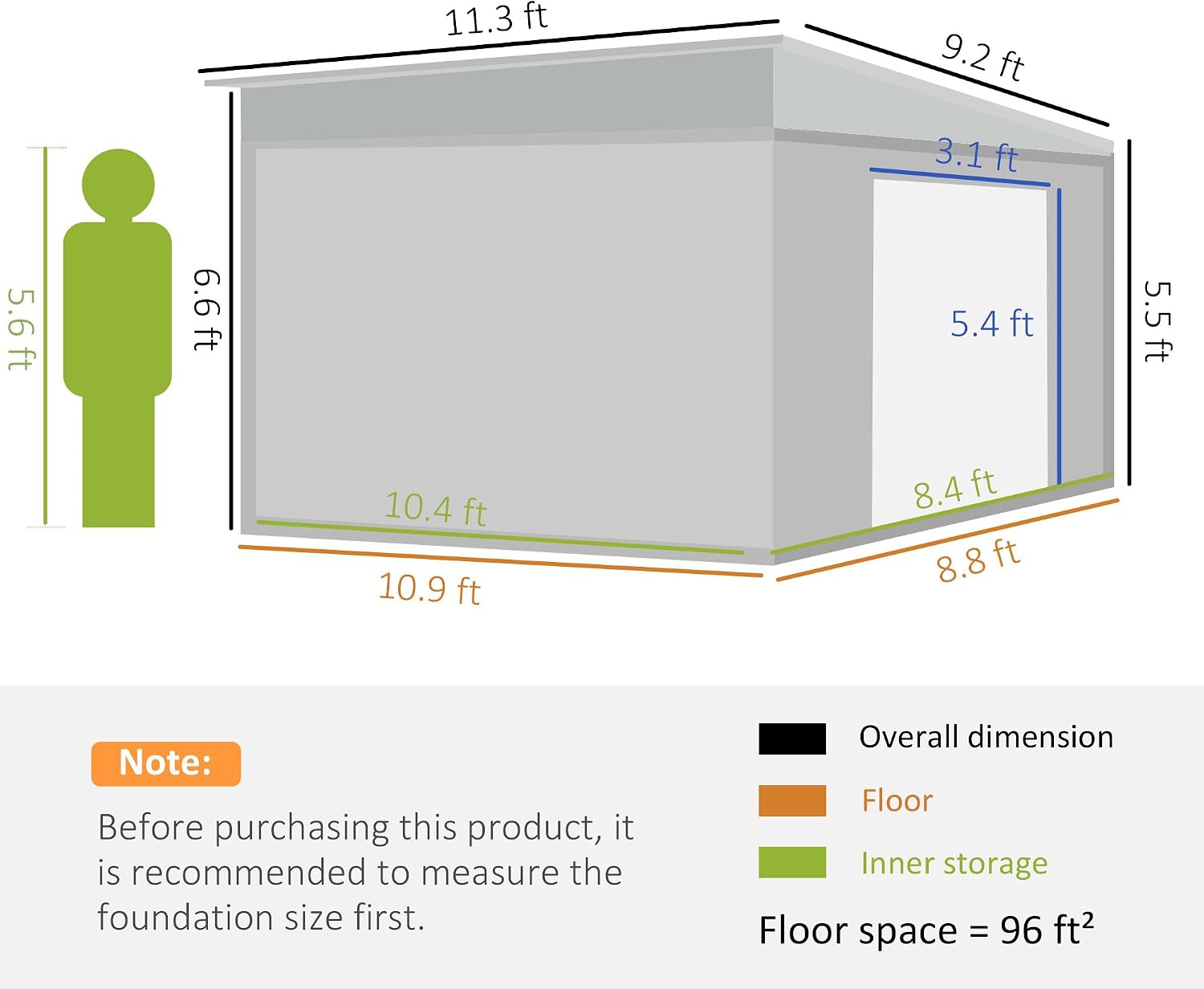 Outsunny 11' x 9' Outdoor Storage Shed, Metal Garden Tool House with Sloping Roof and Lockable Door for Backyard, Bike, Patio, Garage, Lawn, Gray