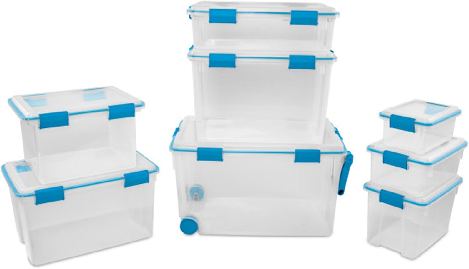 Sterilite 18-Pack Gasket Box, Weather-Resistant Storage Bins with Latching Lids, 12 Quart - Heavy-Duty Organizing Containers for Closet, Bathroom, and Office