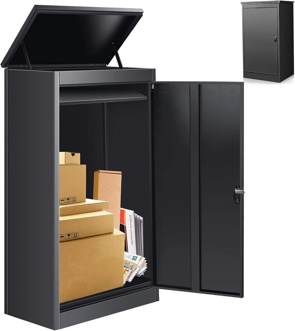 Package Delivery Boxes for Outside, Extra Large Parcel Drop Boxes with Secure Storage, Anti-Theft Galvanized Steel,Waterproof Package Delivery Box for Outdoor Porch (25''L x 18''W x 45''H)