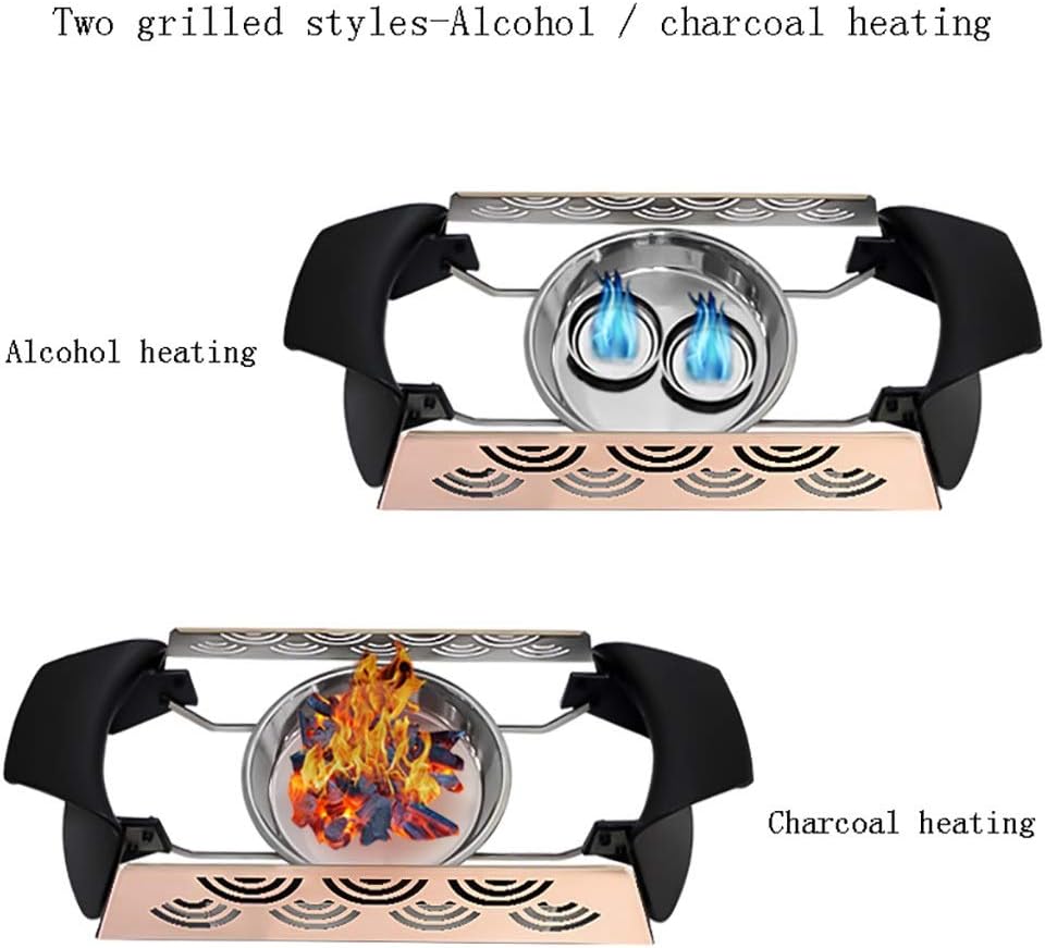 BBQ Barbeque Barbecue Grill,Korean Smokeless Alcohol Charcoal Barbecue Grill,Non-Stick Coating of Maifan Stone,Seafood Plate,2 Size (Size : 40cm*12cm)