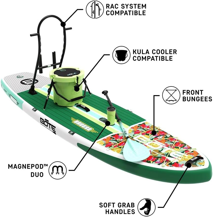 BOTE 10' FT 6' Breeze Aero Inflatable Stand Up Paddle Board, MAGNEPod Compatible Blow Up iSUP Great for Adults Kids Family Travel Friendly Multiple Sizes Color Options