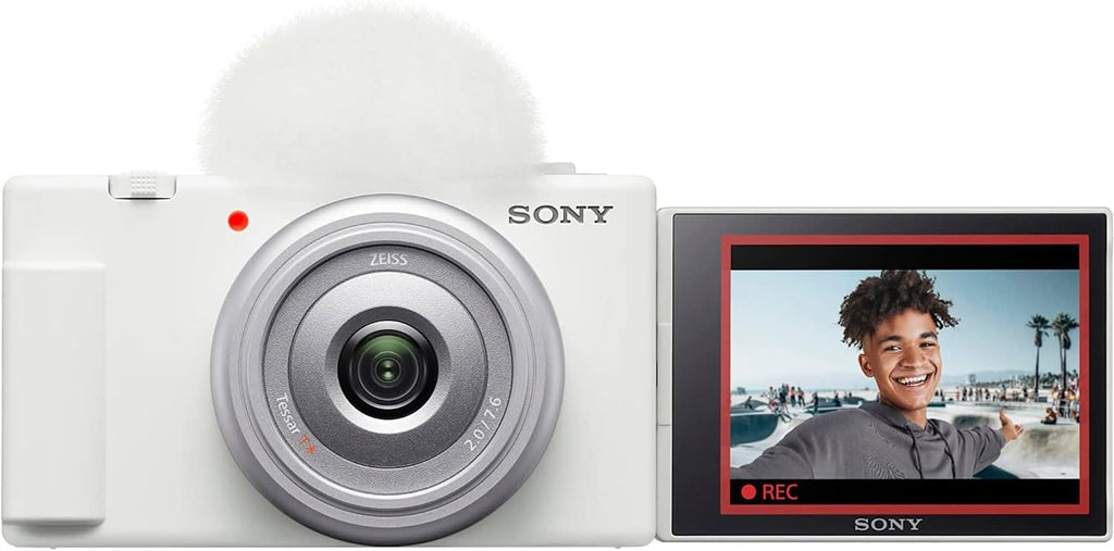 Sony ZV-1F Vlog Camera with 4K Video & 20.1MP for Content Creators and Vloggers White ZV-1F/W | Official Sony USA Partner Model | Bundle with Deco Gear Case + Extra Battery + Filter Kit & Accessories