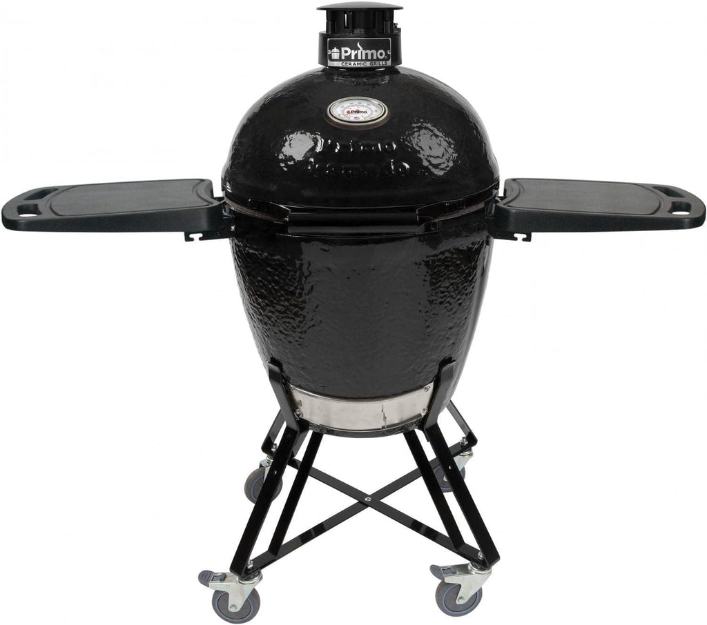 Primo All-in-One Large Round Ceramic Kamado Grill with Cradle & Side Shelves - PGCRC (2021)