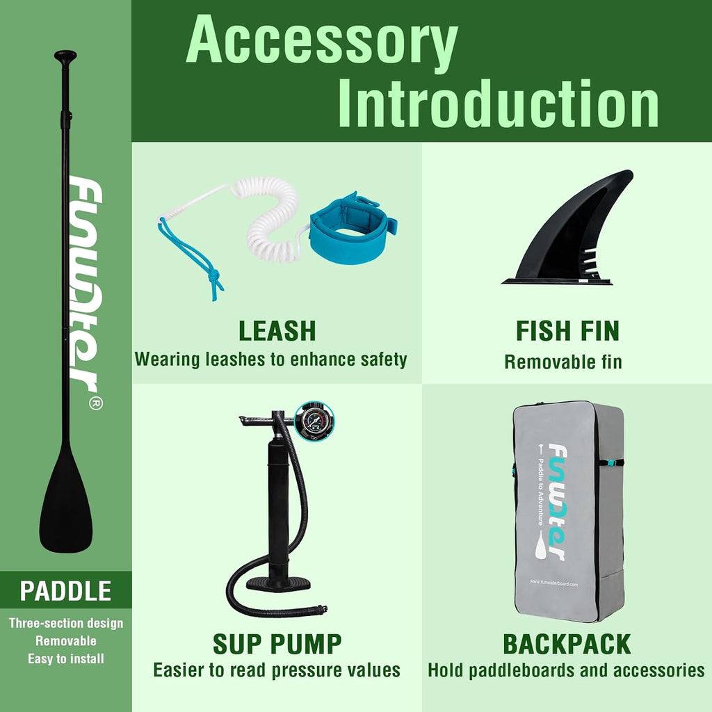 FunWater Inflatable Stand Up Paddle Board with Premium SUP Paddleboard Accessories, Anti-Slip EVA Deck, 11'6''/11'/10'6'' Paddle Boards for Adults & Youth of All Skill Levels