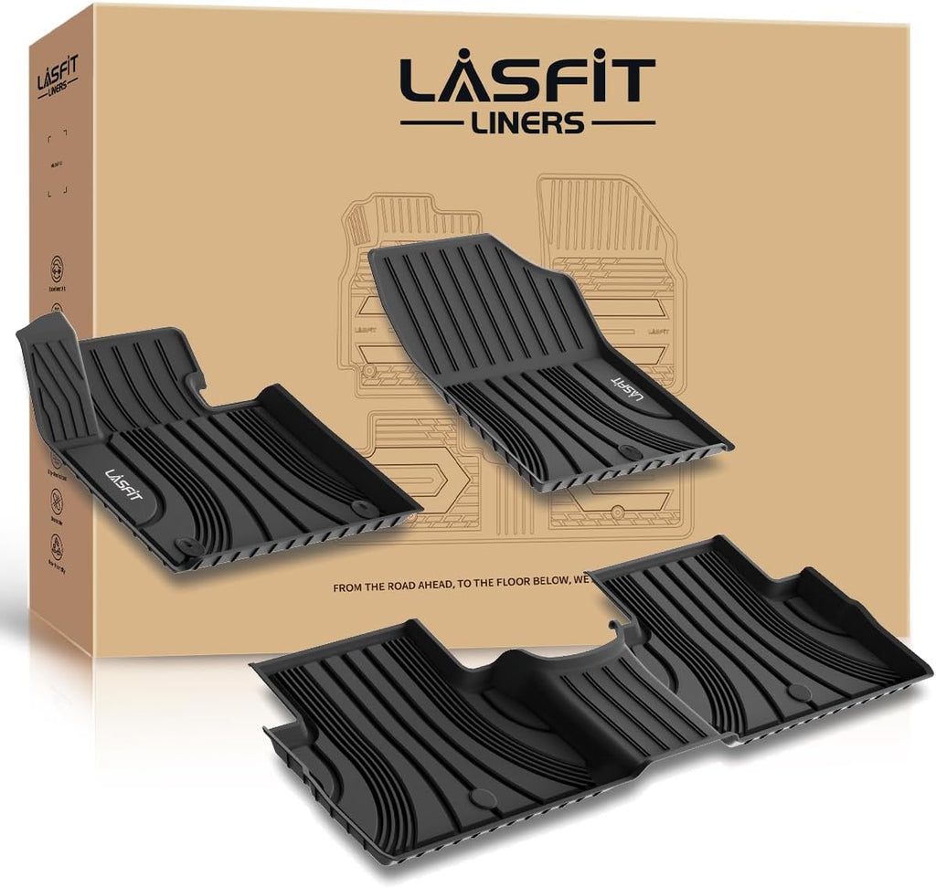 LASFIT Floor Mats for Hyundai Santa Fe 2021 2022 2023 (Only Fit Gas, Not Fit Hybrid or PHEV), All Weather TPE Custom Fit Car Floor Liners 1st & 2nd Row Mats Accessories, Black