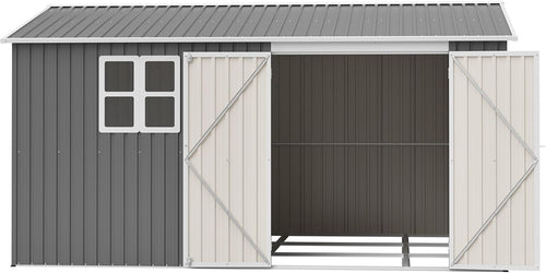 10x12 FT Outdoor Metal Storage Shed, Large Garden Tool Shed with Window & Metal Frame Floor for Patio Storage