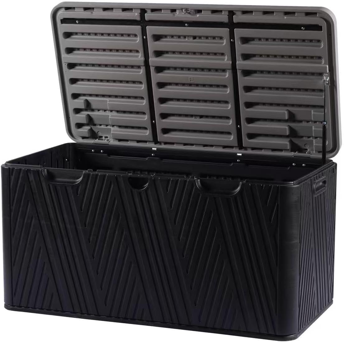 Kingdura 110 Gallon Outdoor Storage Box, Waterproof Resin Deck Box for Indoor and Outdoor Use, Lockable Storage Container for Patio Furniture Cushions Garden Tools (Black, 110 Gallon)