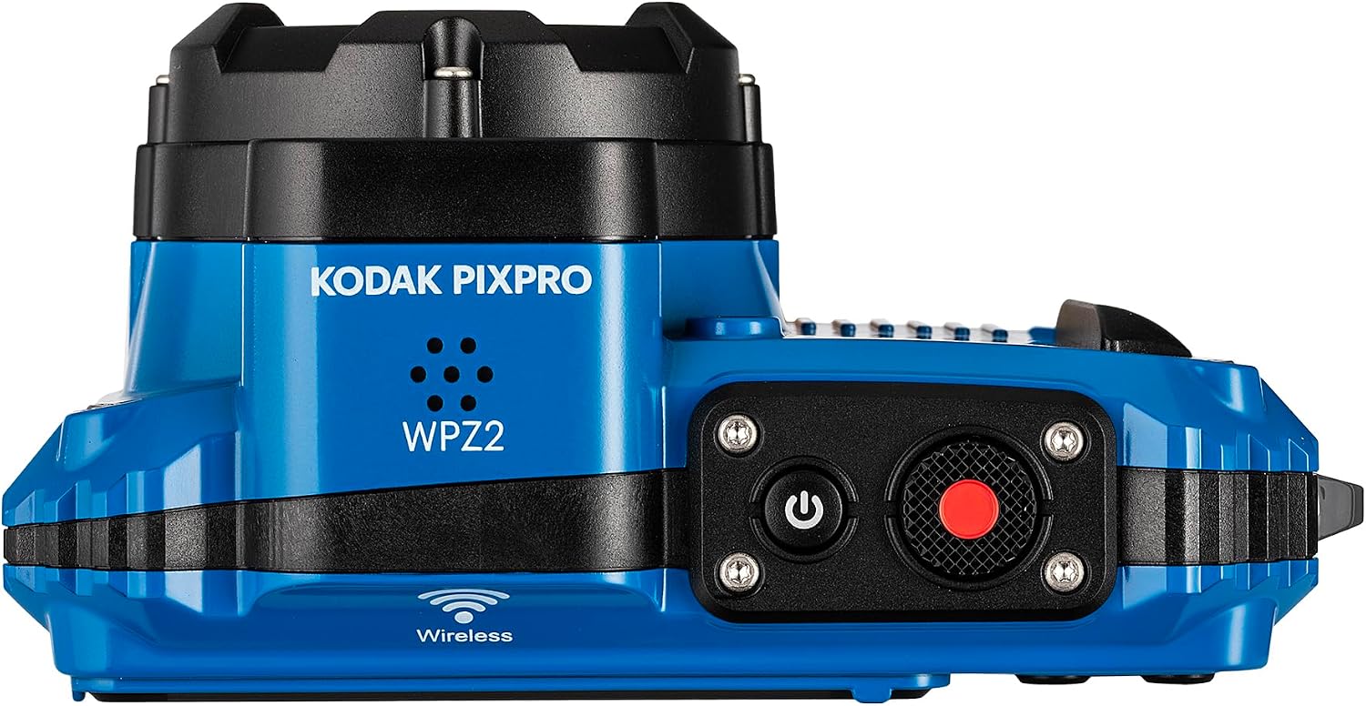 Kodak PIXPRO WPZ2 Digital Camera (Blue) | Waterproof, Shockproof & Dustproof Camera with 16MP Sensor, 1080p Video & 4X Optical Zoom | Travel & Outdoor use + 2X 32GB Card + Vlogger Tripod + Bag + More