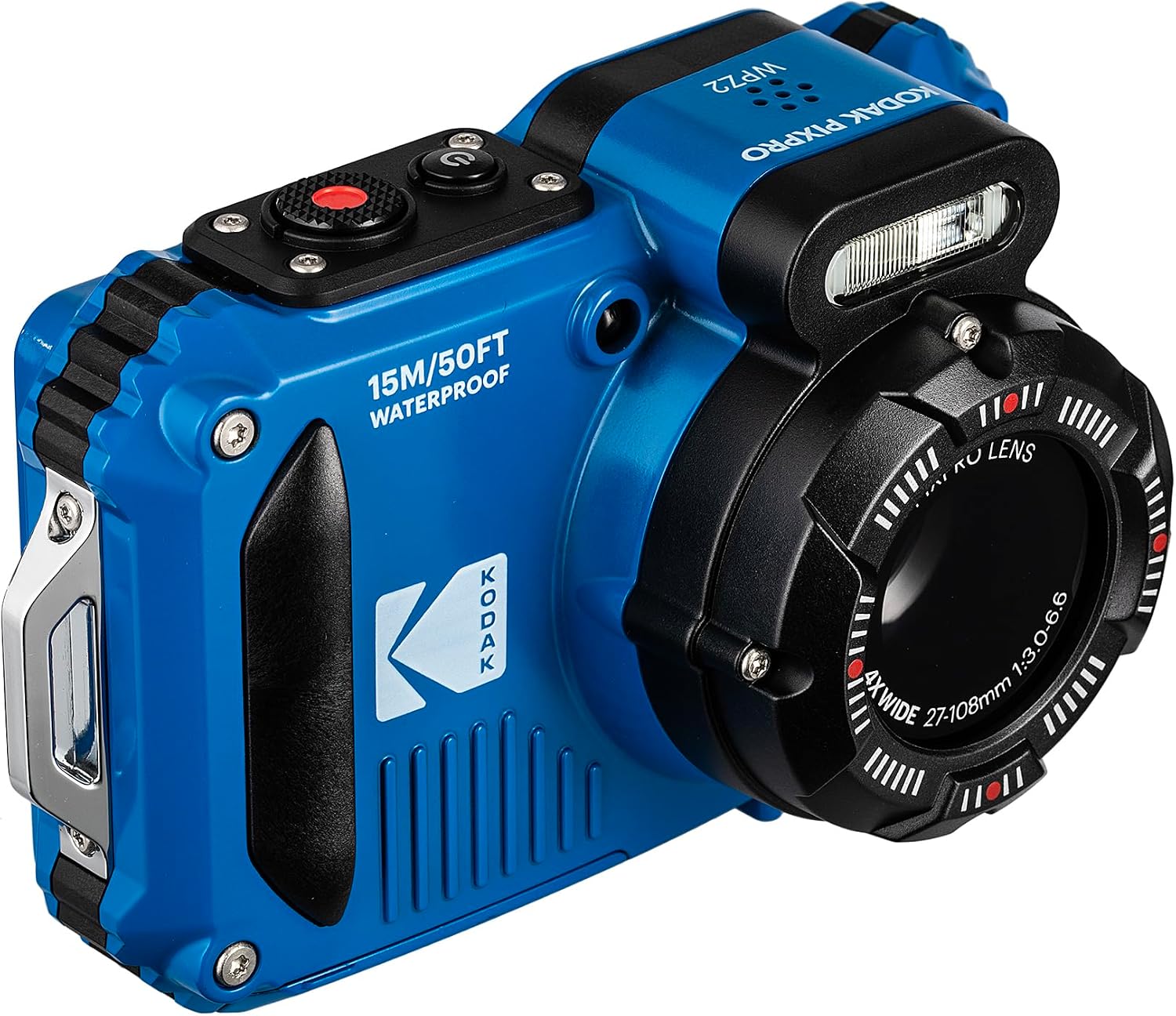 Kodak PIXPRO WPZ2 Digital Camera (Blue) | Waterproof, Shockproof & Dustproof Camera with 16MP Sensor, 1080p Video & 4X Optical Zoom | Travel & Outdoor use + 2X 32GB Card + Vlogger Tripod + Bag + More