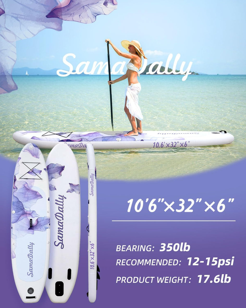 10.6' Inflatable Stand Up Paddle Boards, 32' Paddle Board of All Skill Levels with Complete Inflatble SUP Accessories, Hand Pump, Waterproof Bag, Removable Fin, Leash