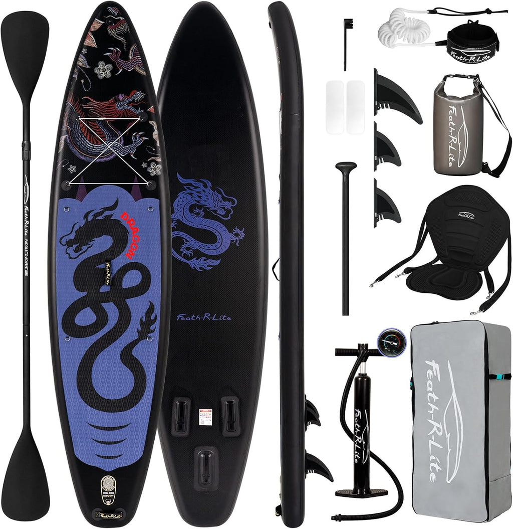 FEATH-R-LITE Inflatable Ultra-Light 10'×30''/10'6''×33'' Stand Up Paddle Board for All Skill Levels with Premium SUP Paddleboard Accessories,Non-Slip Comfort Deck for Youth & Adults