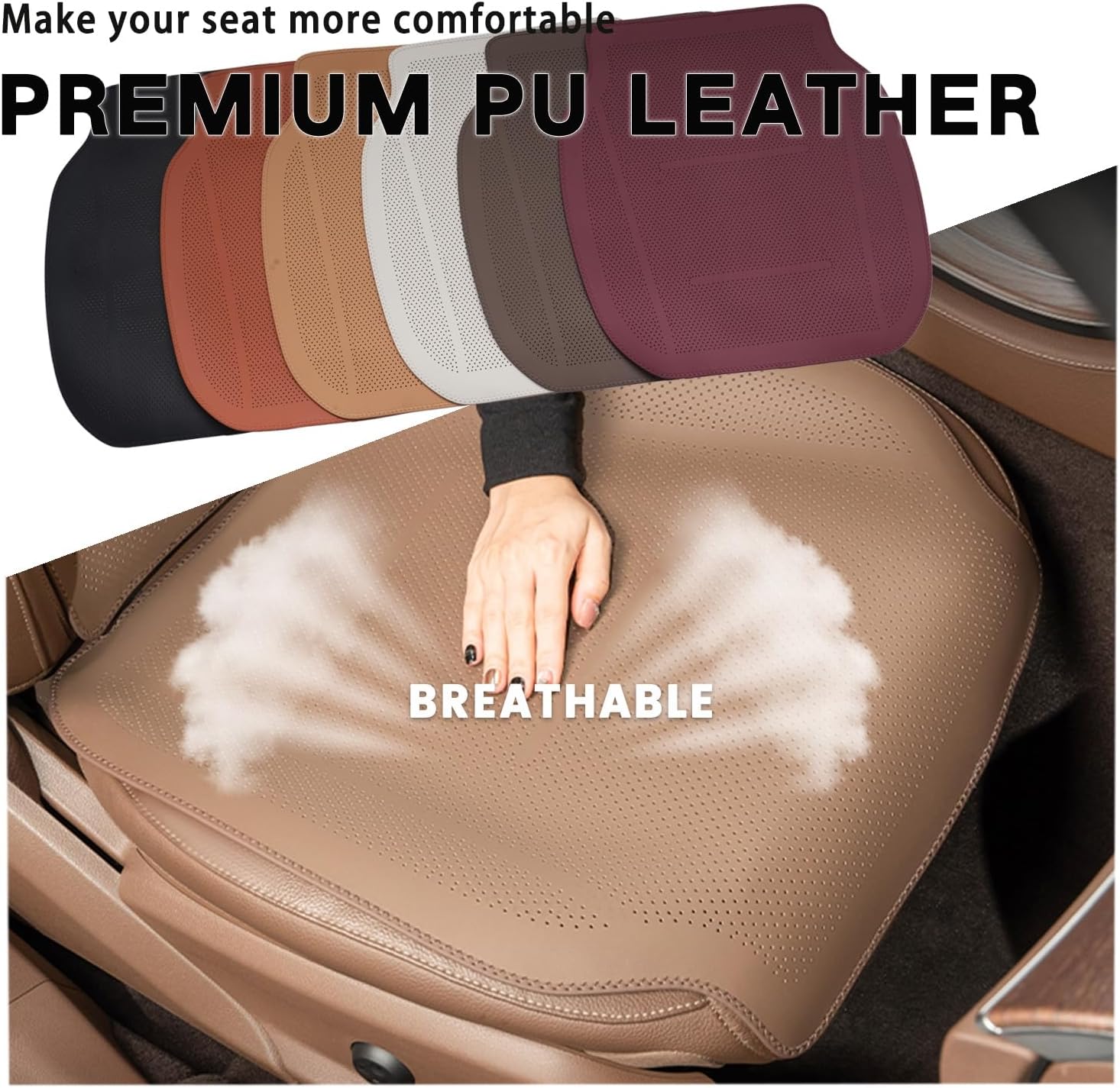 KUNIO 3 PCS Ventilated Cooling Car Seat Cover Fit for Hyundai Ioniq 5 Ioniq 6 Tucson SEL Kona EV Sonata 2025 Front Seat Cushion Soft Breathable Anti-Slip Pad for Car Seat White