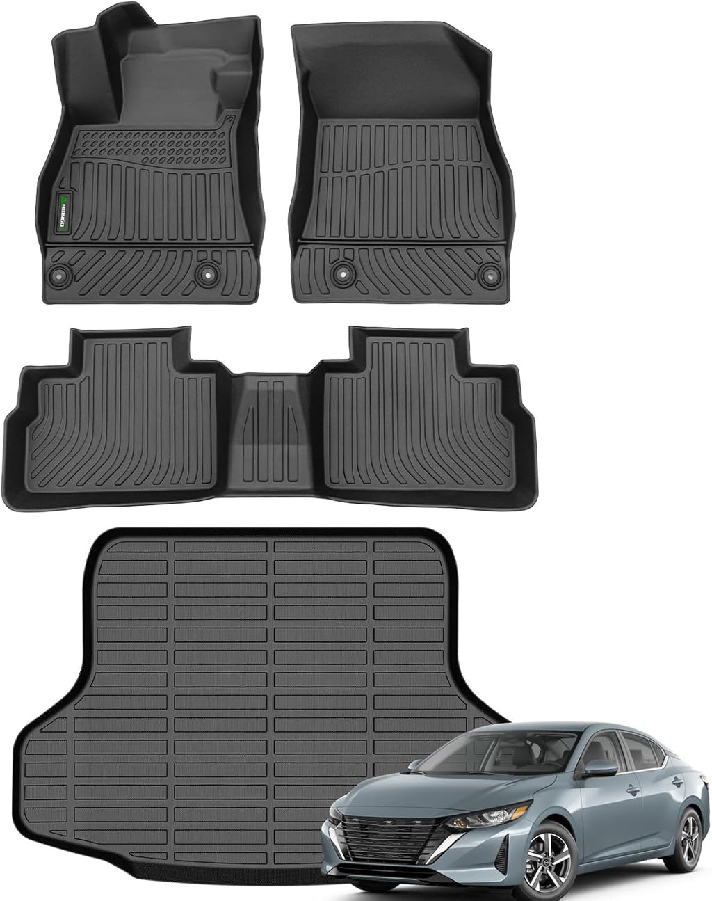 ANBINGO® Floor Mats & Cargo Liner for 2020-2026 Nissan Sentra S/SV/SR, Sedan 2020 2021 2022 2023 2024 2025 2026 Waterproof Guard Automotive Sentra Floor Mats Sentra Accessories Full Set-Black