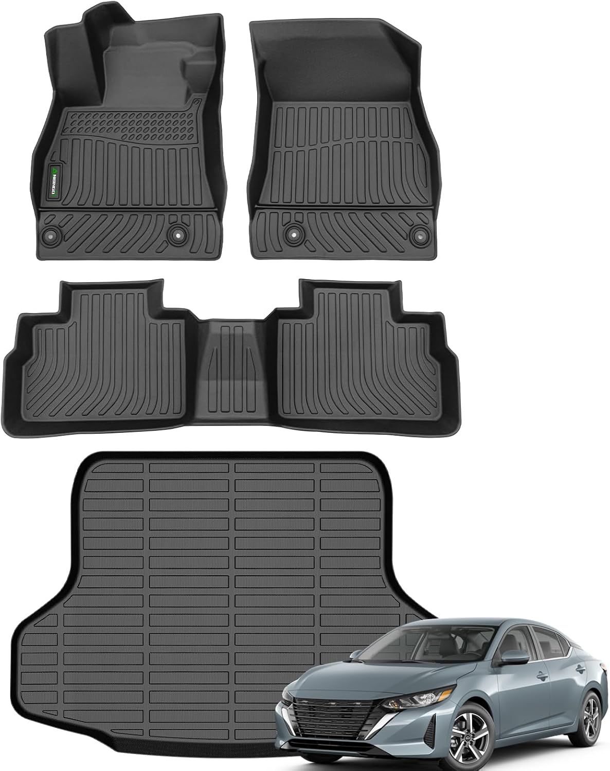 ANBINGO® Floor Mats & Cargo Liner for 2020-2026 Nissan Sentra S/SV/SR, Sedan 2020 2021 2022 2023 2024 2025 2026 Waterproof Guard Automotive Sentra Floor Mats Sentra Accessories Full Set-Black