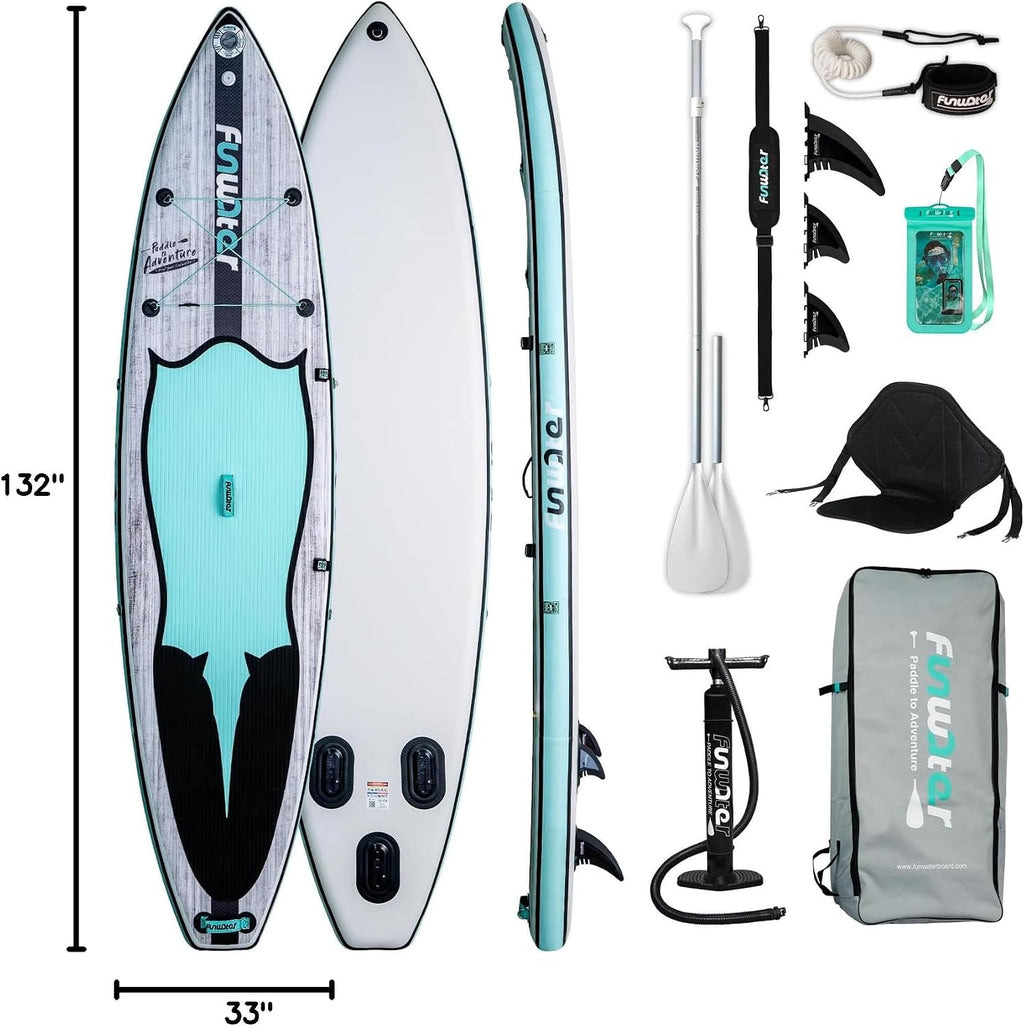 FunWater Inflatable Stand Up Paddle Board 10'6'/11'/11'6' Paddle Board for Adults & Youth, Paddleboards Inflatable with Premium SUP Accessories, Wide Stable, Non-Slip Comfort Deck
