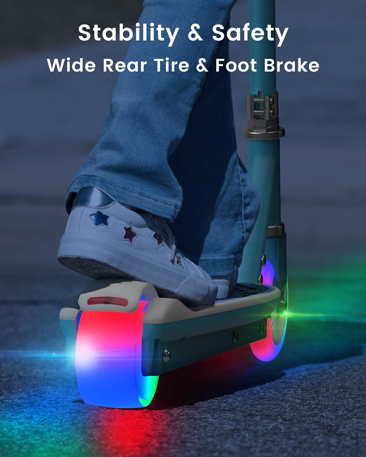 Gyroor KS2 Kids Electric Scooter – 5 MPH Safe Speed, Foot Sensor Start, LED Lights, Adjustable Handlebar, 2 Hr Fast Charge, UL2272 Certified, Ages 6–12, 121 lb Max Load