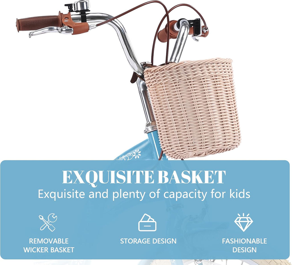 Girls Bikes Ages 8-12, 20 Inch Girls Bike Kids Bicycle with Basket, Lightweight Kids' Bicycles with Front and Rear Brakes, Cruiser Bike for Children, Multiple Colors