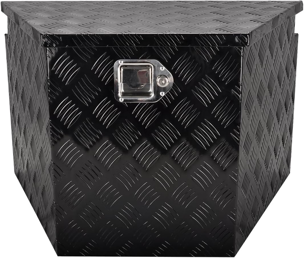 29''Inch Aluminum Trailer Tongue Tool Box Truck Bed Toolbox Truck Trailer Chest Box Underbody Storage Organizer Waterproof Square Storage Organizer w/Lock & Keys Black(‎29' Lx16.5 Wx18 H)