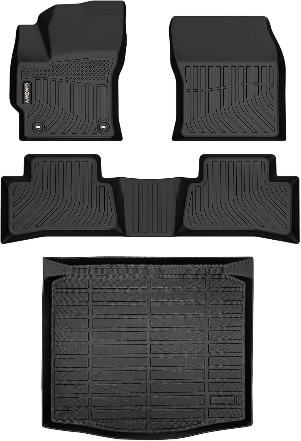 GINOWY-Floor Mats & Cargo Liner for Toyota Corolla Cross 2022-2026 (Both Gas and Hybrid Available), All Weather Car Mats Rubbe Liners for Toyota Corolla Cross Cargo Trunk Mat Accessories