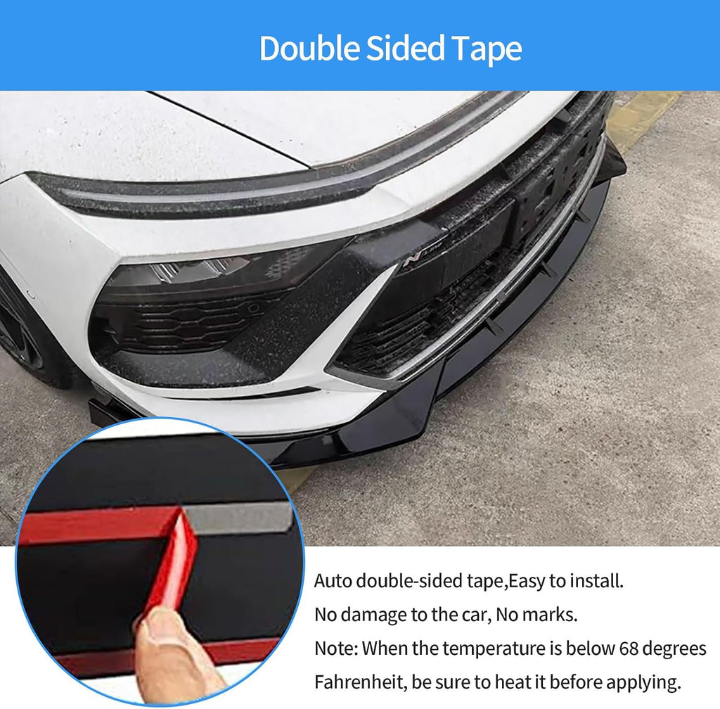 Car Accessories Compatible with Hyundai Sonata 1.5T SE，SEL，SEL Convenience/Hybrid Limited 2024 2025 Front Lip Spoiler Body Kit Spoiler Splitter Molding Cover Trim ABS 3PCS(Black)