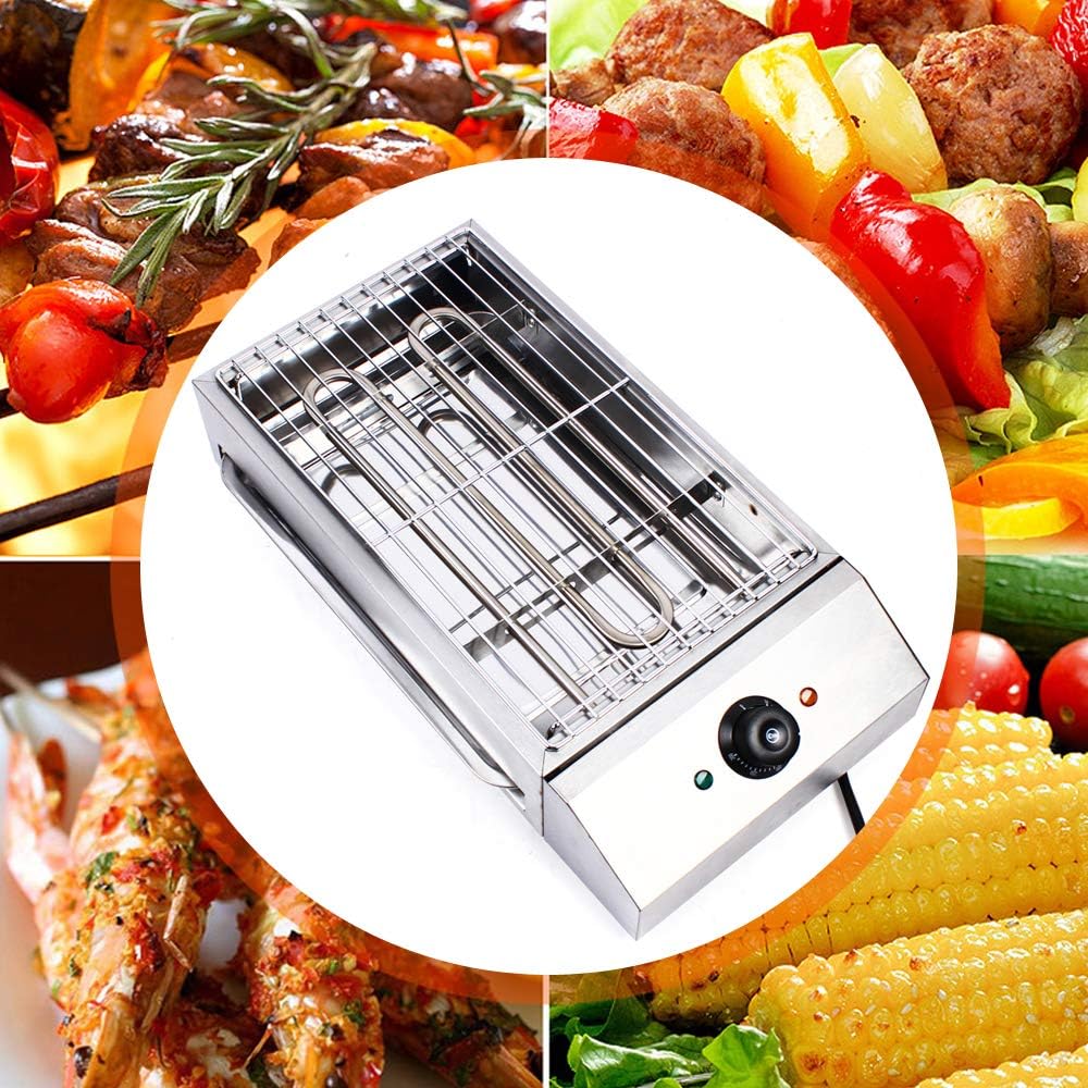 Portable Electric Grill Smokeless Electric Indoor Searing Grill Adjustable Temperature Control Food Griddle Stainless Steel Restaurant Teppanyaki Grill Adjustable Temperature from 50°c to 300°c