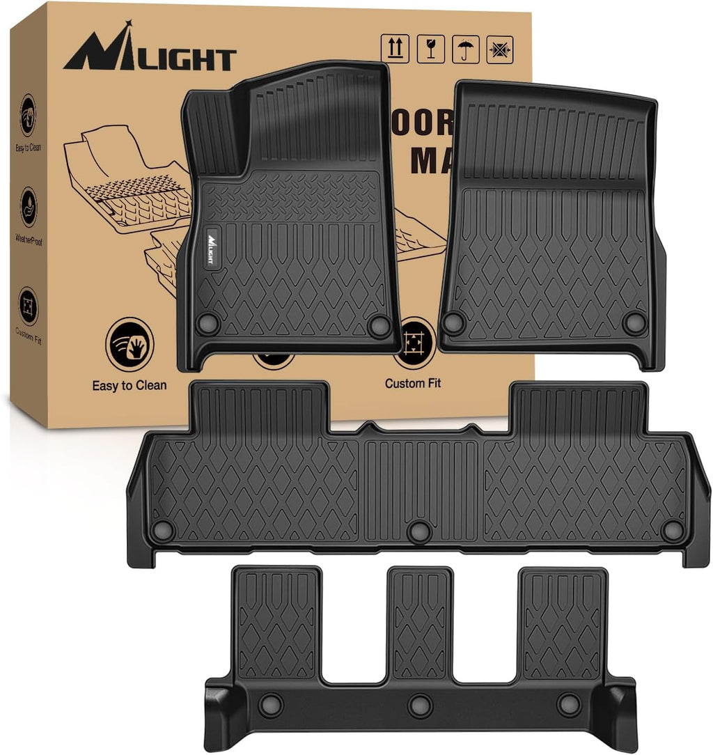 Nilight Floor Mats for Rivian R1S 2022 2023 2024 2025 (7 Seats Only) All Weather Custom Fit Heavy Duty Floor Liners