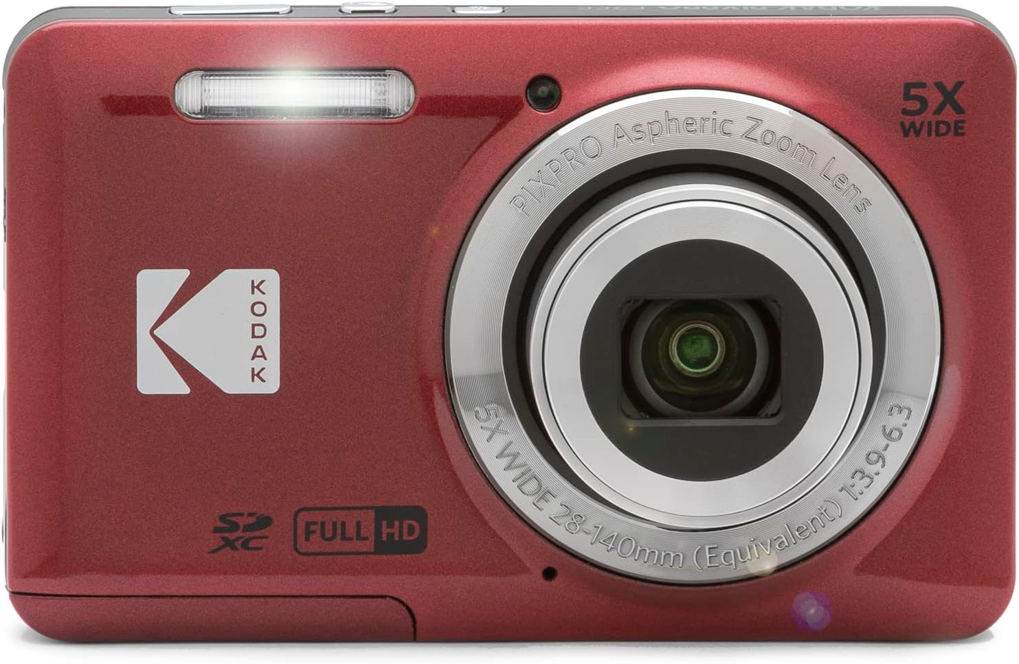 Kodak PIXPRO FZ55 Digital Camera, Red Bundle with Lexar 32GB High-Performance 800x UHS-I SDHC Memory Card + Deco Photo Point and Shoot Field Bag Camera Case