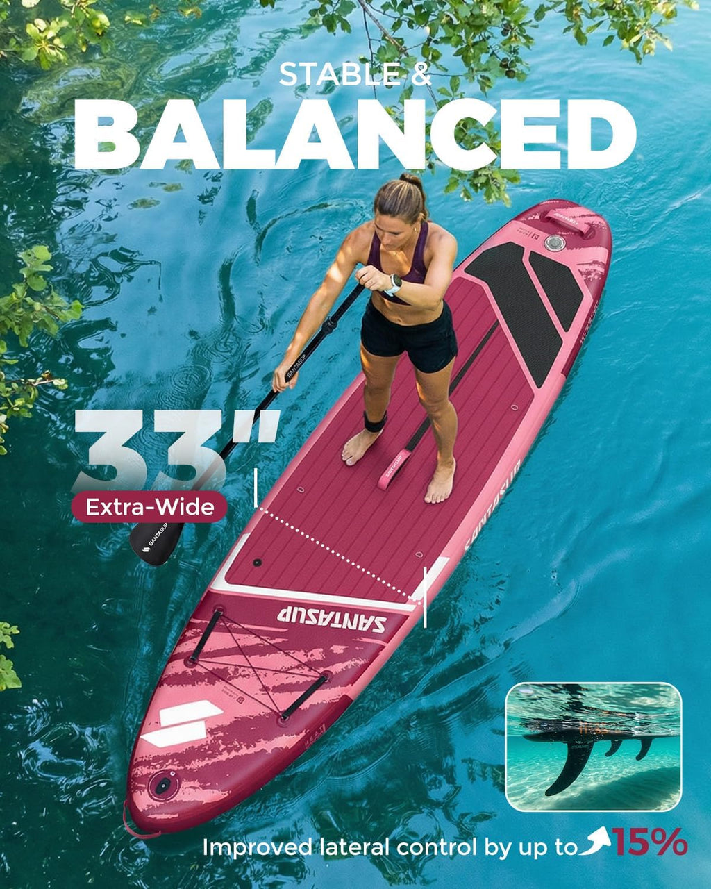Inflatable Stand Up Paddle Board with SUP Accessories, Anti-Slip EVA Deck, 10'6'/11' Wide Stance Board, Sup Board for Adults & Youth of All Skill Levels Backpack