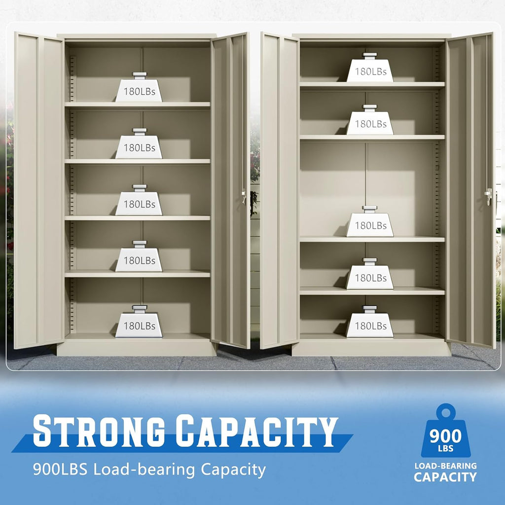 Incbruce Patio Metal Storage Cabinets, 72' H x18 D Outdoor Tool Shed with Doors and Adjustable Shelves for Home, Patio, Office (Warm Grey)
