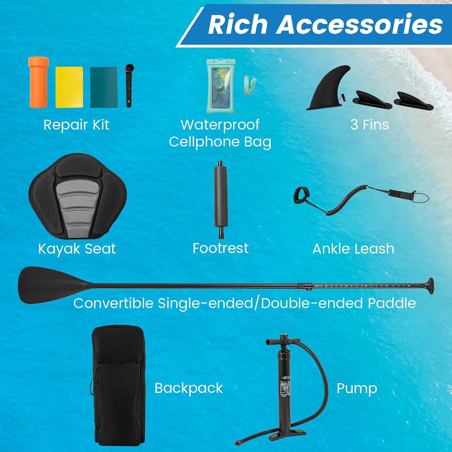 GYMAX Paddle Board, Inflatable SUP with Kayak Seat, Camera Mount, Direction Fin Paddle & Carry Backpack, Extra Wide Below Up Stand Up Paddle Boards for Adults & Youth Floating Fishing Water Exploring