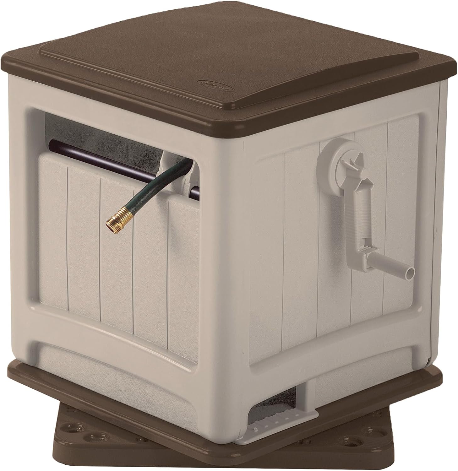 Suncast 225 ft. Swivel Hideaway Hose Reel with Hose Guide and Crank Handle, Mocha/Taupe