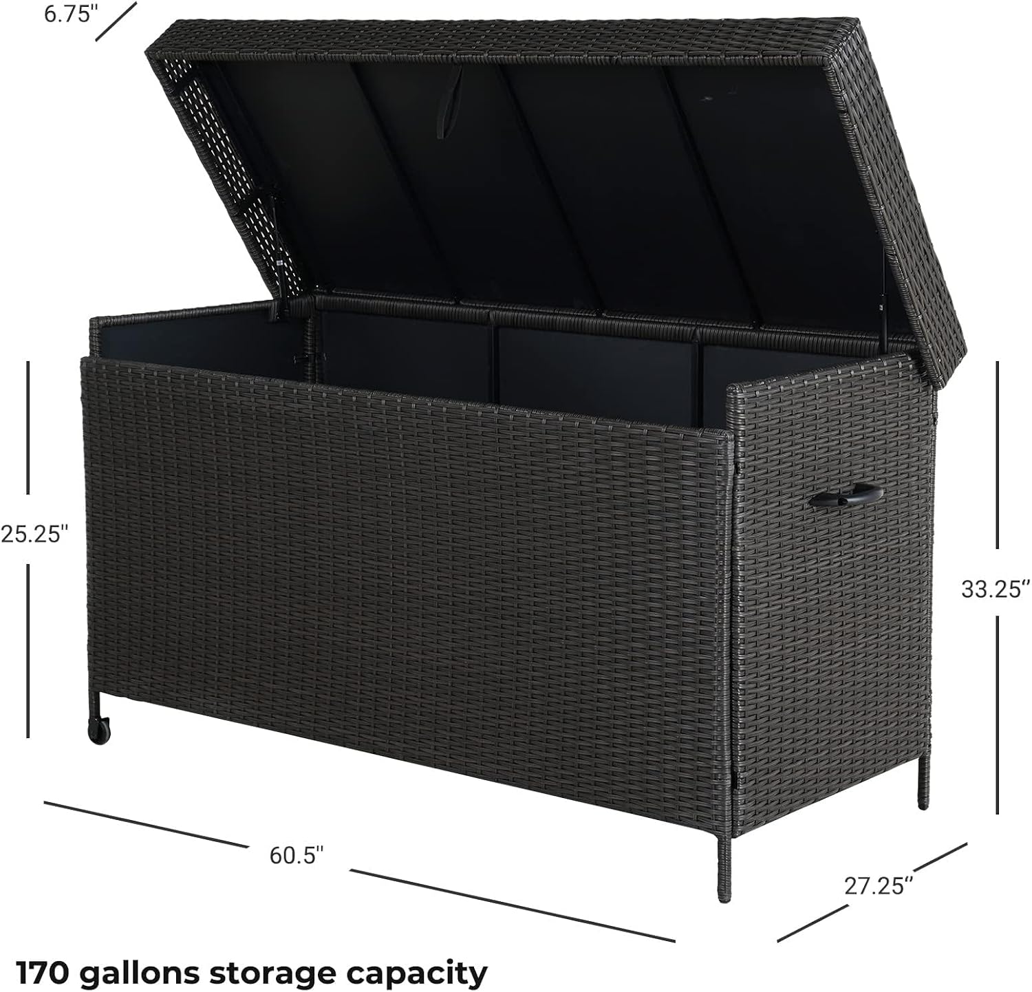 Grand patio 170 Gallon Deck Storage Box Deck Box Outdoor Storage Box Indoor Wicker Storage Bin Patio Storage Box for Patio Furniture Cushions Garden Tools Pool Accessories, Dark Brown