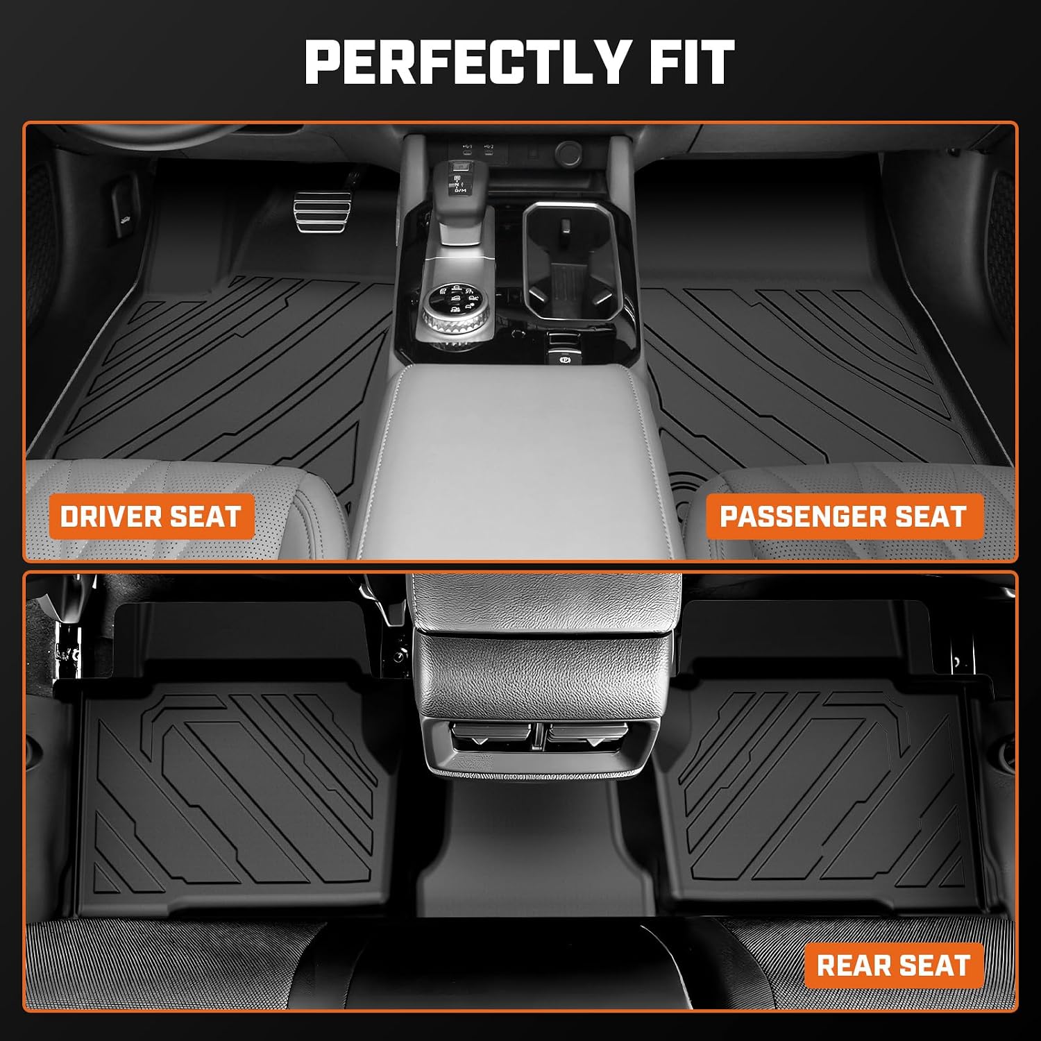 Mixsuper Floor Mat & Bed Mat for Toyota Tacoma Double Cab Auto Tran 2024-2026 (Not fit Hybrid),All Weather TPE Floor mat with Door Sill Guards Tacoma Accessories,Anti-Slip Floor Liners Set Black