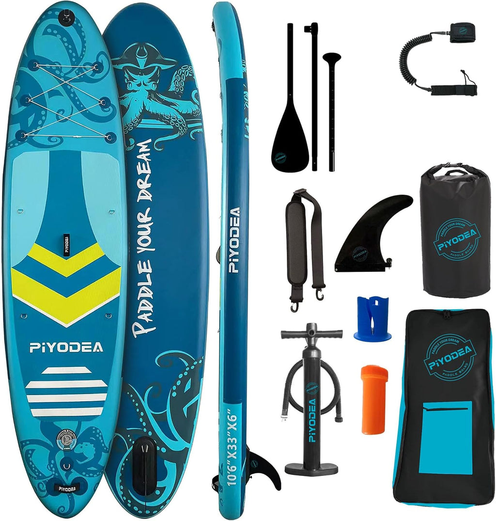 Paddle Boards for Adults, 10'6'/11'/11'6' Inflatable Paddle Board, Super Non Slip Eva, Stand Up Paddle Board with Removable Fins, Adjustable Paddle, Pump, Shoulder Strap, Leash, Standing Boat