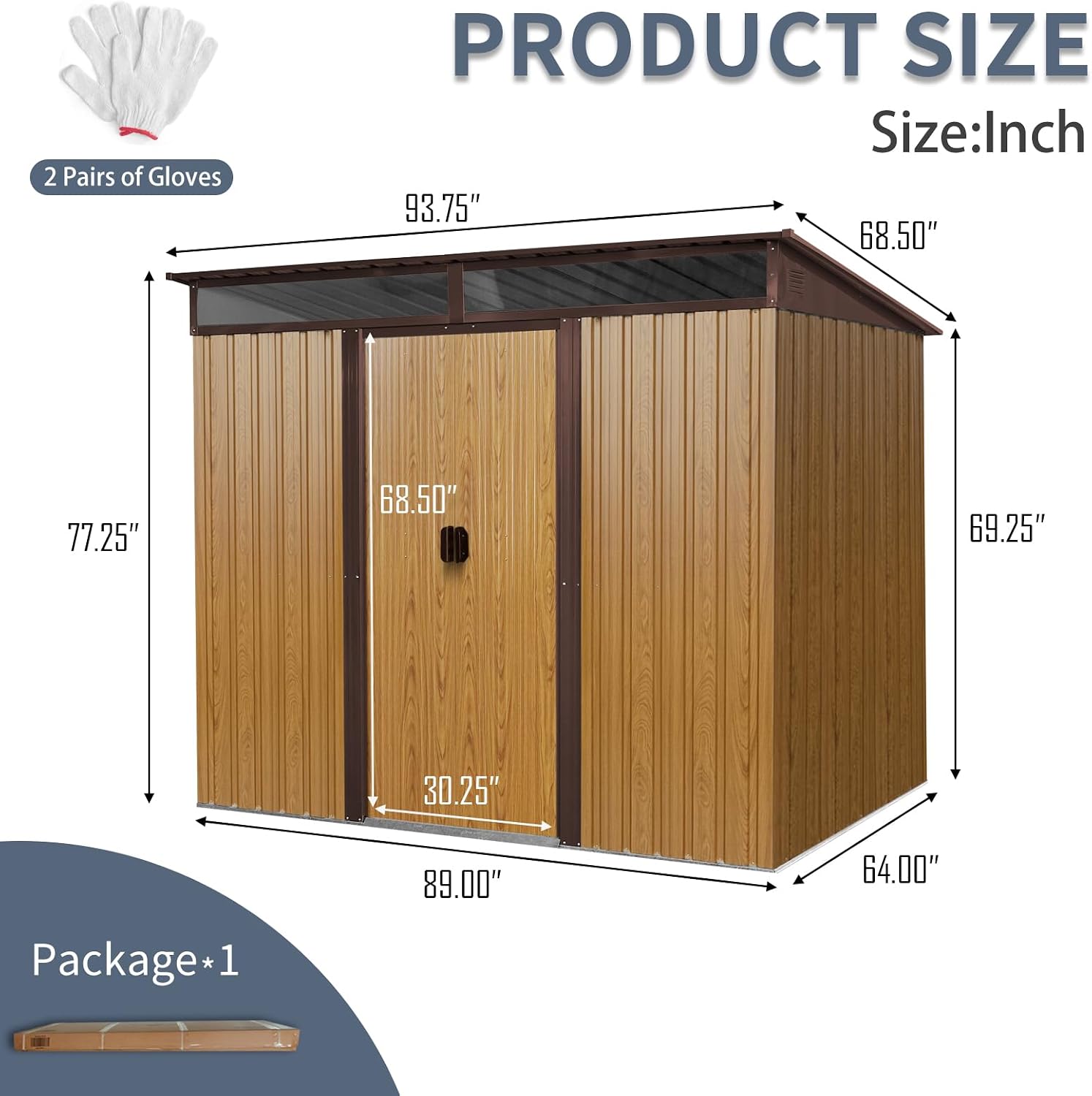 8x6 ft Outdoor Metal Storage Shed with Foundation Frame, Galvanized Steel Tool Shed with Lockable Sliding Door, Transparent Plate and Air Vent, Waterproof Garden Storage House for Backyard, Patio