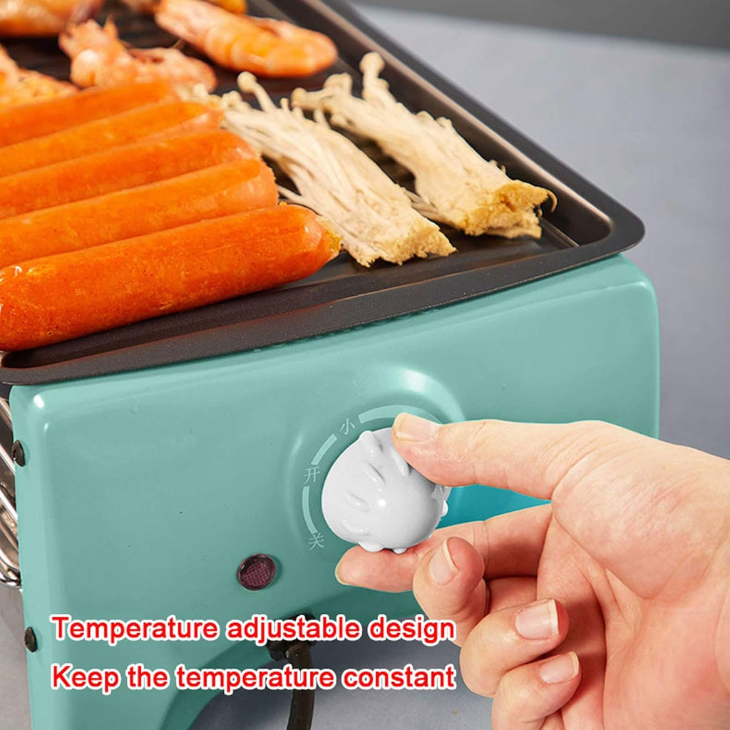 Grill for Outdoor Portable 2 in 1 Korean BBQ Grill Electric Indoor Adjustable Temperature Searing Grill with Non-Stick Bakeware and 6 Paddles Easy-to-Clean Suitable for 1-8 People Barbecue Grill