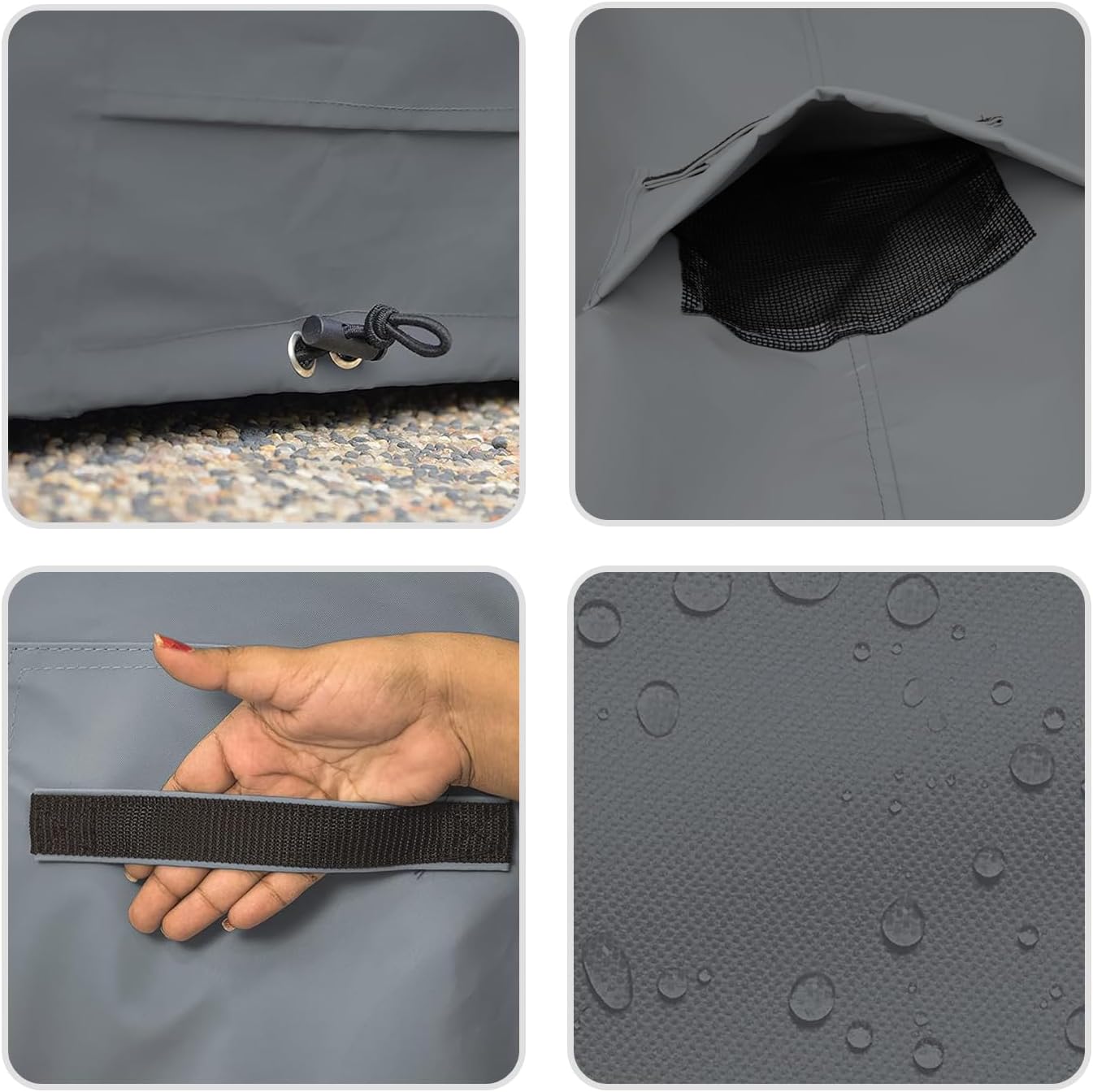 Covers & all BBQ Grill Cover, 12 Oz Waterproof UV & Weather Resistant, Outdoor Cover with Air Vents & Drawstrings (50' Inch, Gray)