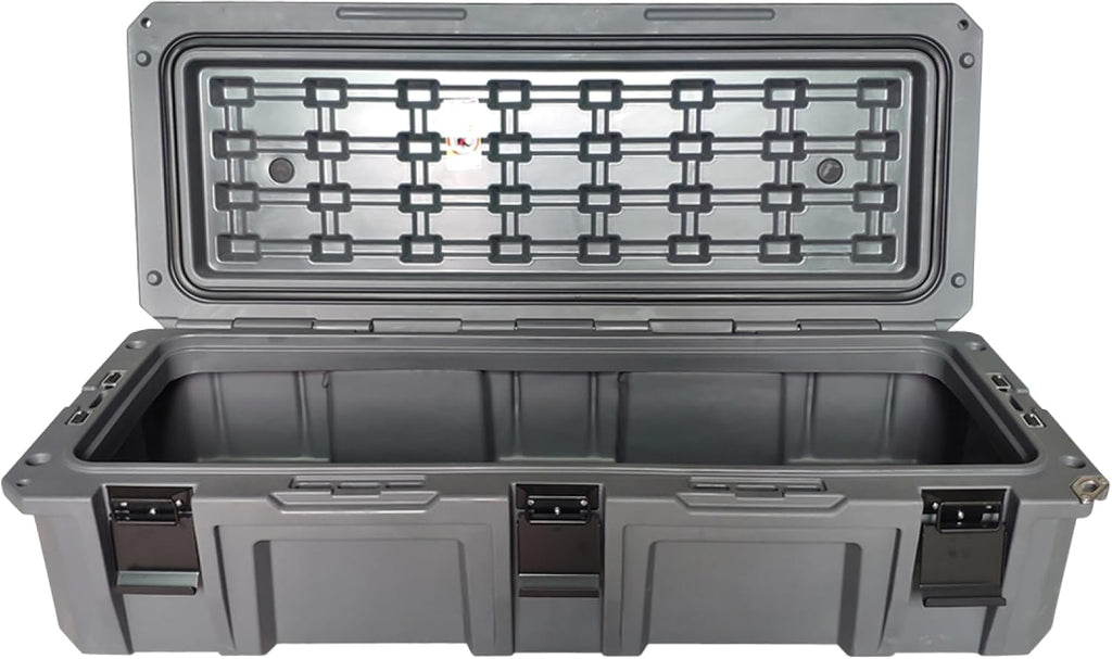 Overland Vehicle Systems 40100021 Dark Gray 117 QT Dry Box Storage with Drain and Bottle Opener | Waterproof Seal | Heavy-Duty Latches and Nylon Handles | Keeps Gear Safe, Dry and Organized