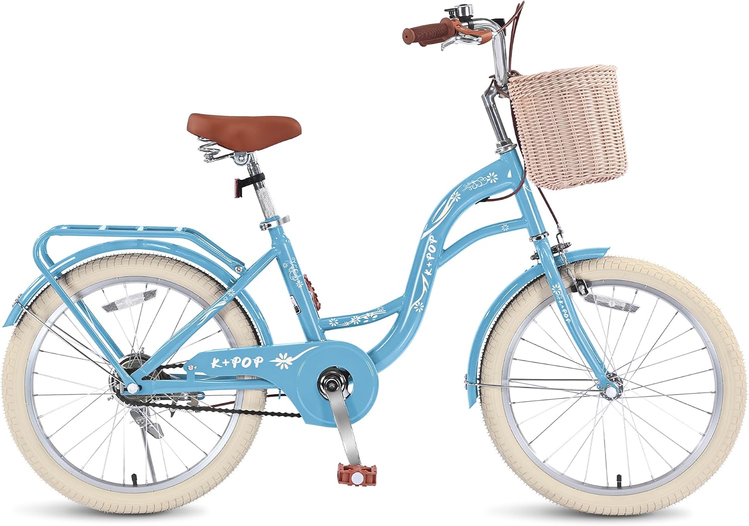 Girls Bikes Ages 8-12, 20 Inch Girls Bike Kids Bicycle with Basket, Lightweight Kids' Bicycles with Front and Rear Brakes, Cruiser Bike for Children, Multiple Colors