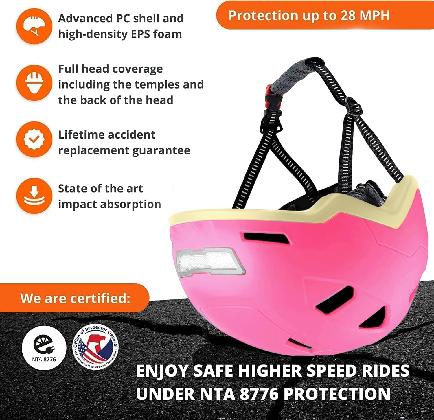 XNITO Kid Bike Helmets for Boys and Girls | Fit Head 51-54cm Circumference | CPSC & NTA-8776 Dual Certified | Multi-Sport Helmets with LED Lights, Magnetic Buckle, Detachable Visor