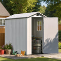 Patiowell 4 x 6 FT Resin Storage Shed with Floor, Outdoor Plastic Garden Shed with Lockable Door & Window, Easy Assembly Tool Shed for Backyard, Light Gray