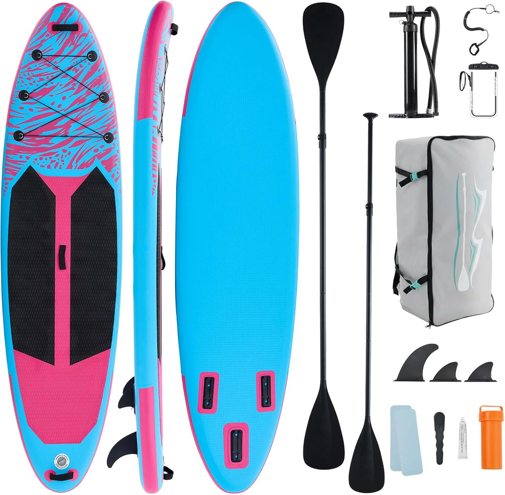 NEWBULIG 33' Inflatable Paddle Board SUP, Stand Up Paddle Board Blow Up with 3 Carry Handles, Non-Slip Deck Pad, Complete Kit with Pump, Leash & Backpack for Beginners/Adults