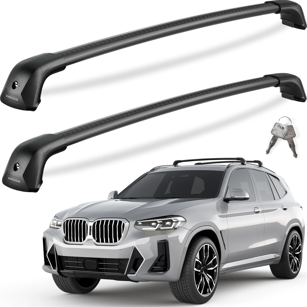 KINGGERI 330lb Lockable Roof Rack Cross Bars Compatible with BMW X3 G01 2018-2026 with Flush Side Rails, Heavy Duty Rooftop Aluminum Roof Rails Crossbars Cargo Anti-Theft Luggage Accessories