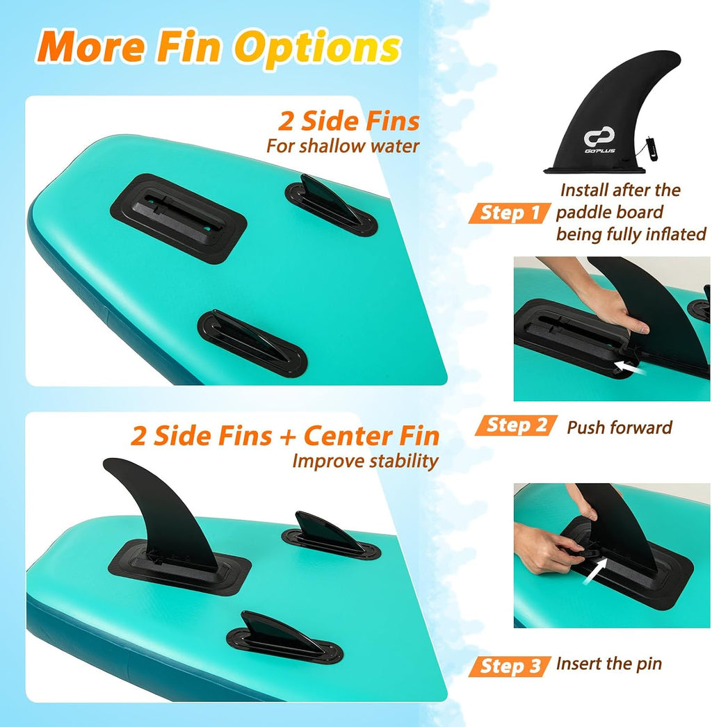 Goplus Inflatable Stand Up Paddle Board for Adults, 11FT SUP w/Premium Kayak Seat, Adjustable Paddle, Leash, Hand Pump, Repair Kit, Waterproof Phone Pouch, Backpack, Non-Slip Deck