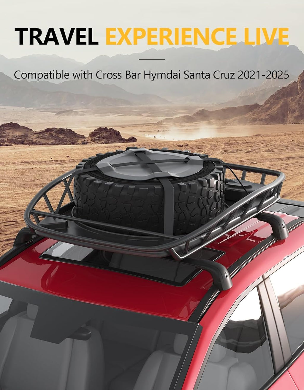 Tuyoung 300lbs Roof Rack Cross Bars Compatible with Hyundai Santa Cruz 2021-2026 SE SEL Premium Night Limited, Lockable Heavy Duty Anti-Theft Aluminum Roof Rails Crossbars Cargo Carrier Bag Black