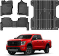 Mixsuper Floor Mats Bed Mat for 2017-2024 Nissan Titan,2016-2024 Titan XD Crew Cab, 5.6FT Truck Bed Liner All Weather Truck Bed Liner and 2 Row Floor Liners Set Black