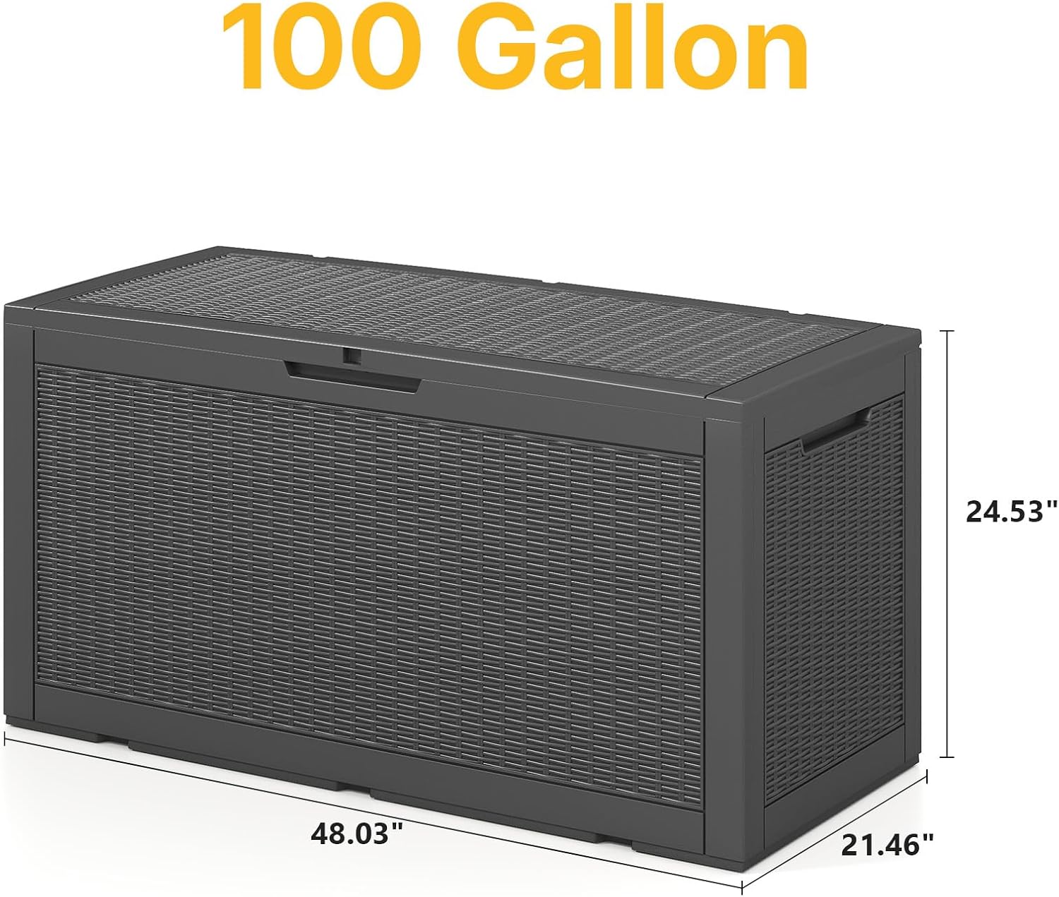 Skepphlay 100 Gallon Deck Box Outdoor Waterproof, Rattan Outdoor Storage Box, Patio Storage Boxes for Cushions, Pillow, Garden Tools, Equipment