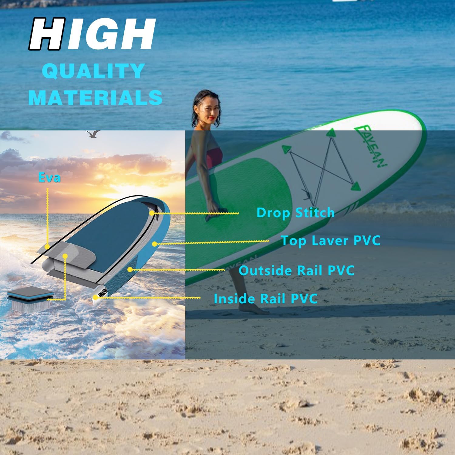 Inflatable Paddle Board,Extra Wide 10.6'/11' Stand Up Paddle Board with Sup Accessories,400lbs Capacity for Family with Safety Leash, All Skill Levels Sup for Yoga,Fishing,Surfing
