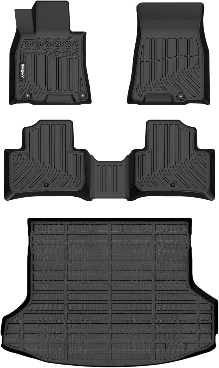 GINOWY-Floor Mats & Cargo Liner for Genesis GV70 2022-2026 (Not fit Electrified GV70), All Weather Car Floor Mats Cargo Liner TPE Rubber Trunk Mat Trunk Liner, GV70 Accessories Mats
