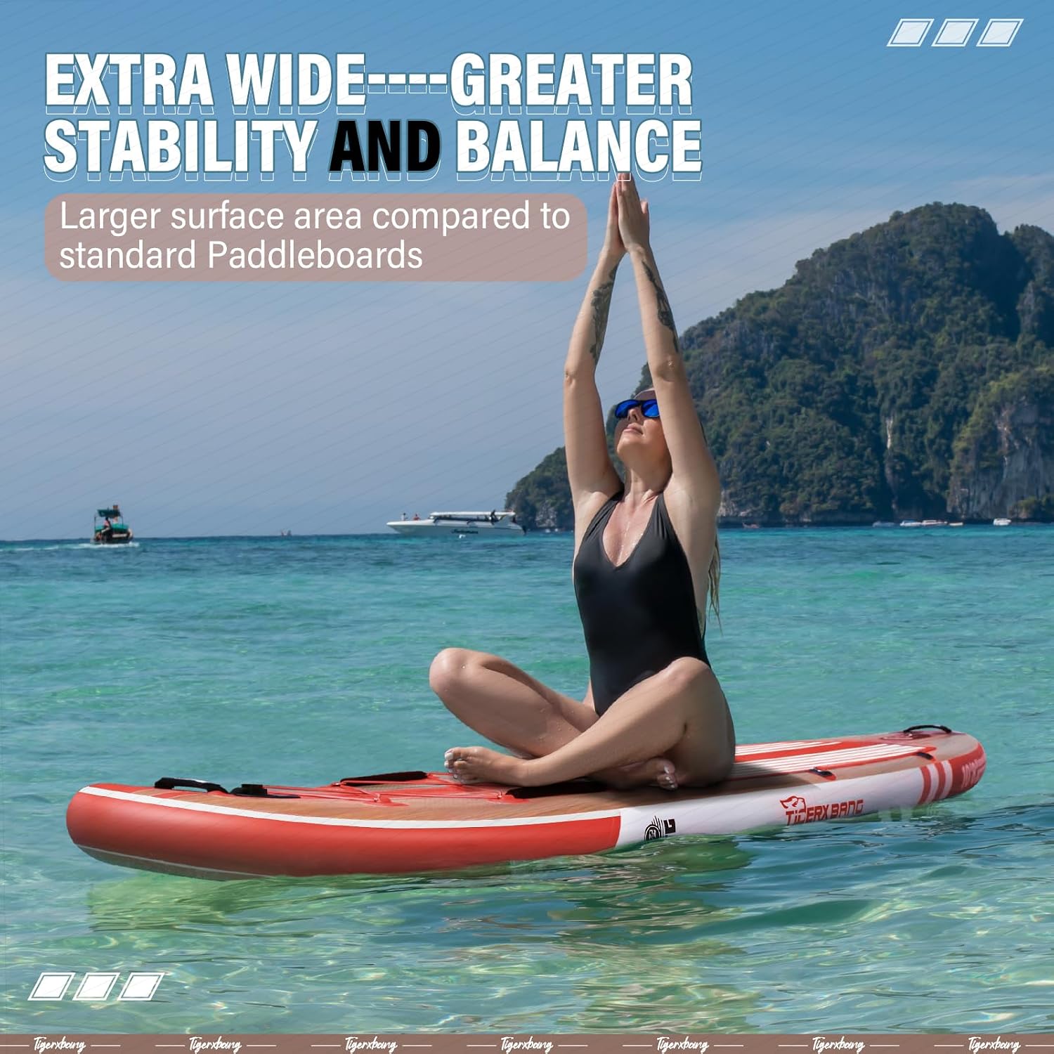 TIGERXBANG Paddle Board, 10.8' Stand Up Paddle Board with Premium Complete Inflatable SUP Accessories, Extra Wide Paddleboards for Adults & Kids-Pandora Collection